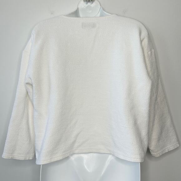 MADEWELL White Textured Tie-Front Top Size XL Classic Capsule Wardrobe Staple - Picture 5 of 8